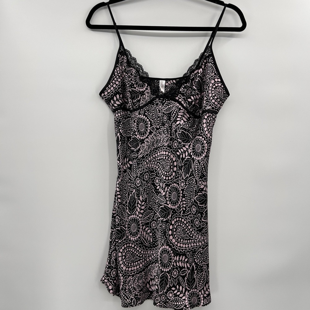 Gilligan & O'Malley Womens Babydoll Y2K Slip Dress Size M Black Pink Lingerie